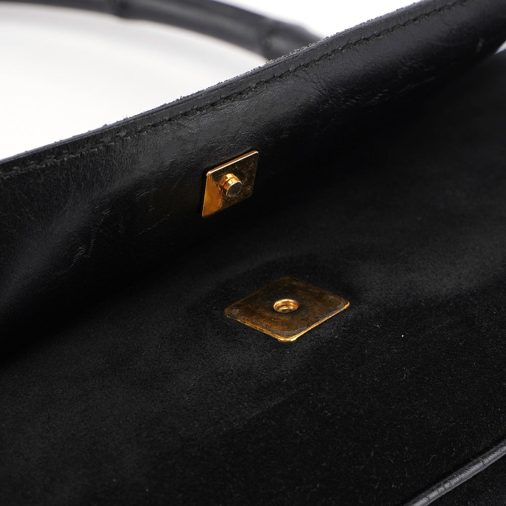 001 4047 Black Bamboo Suede Shoulder Bag