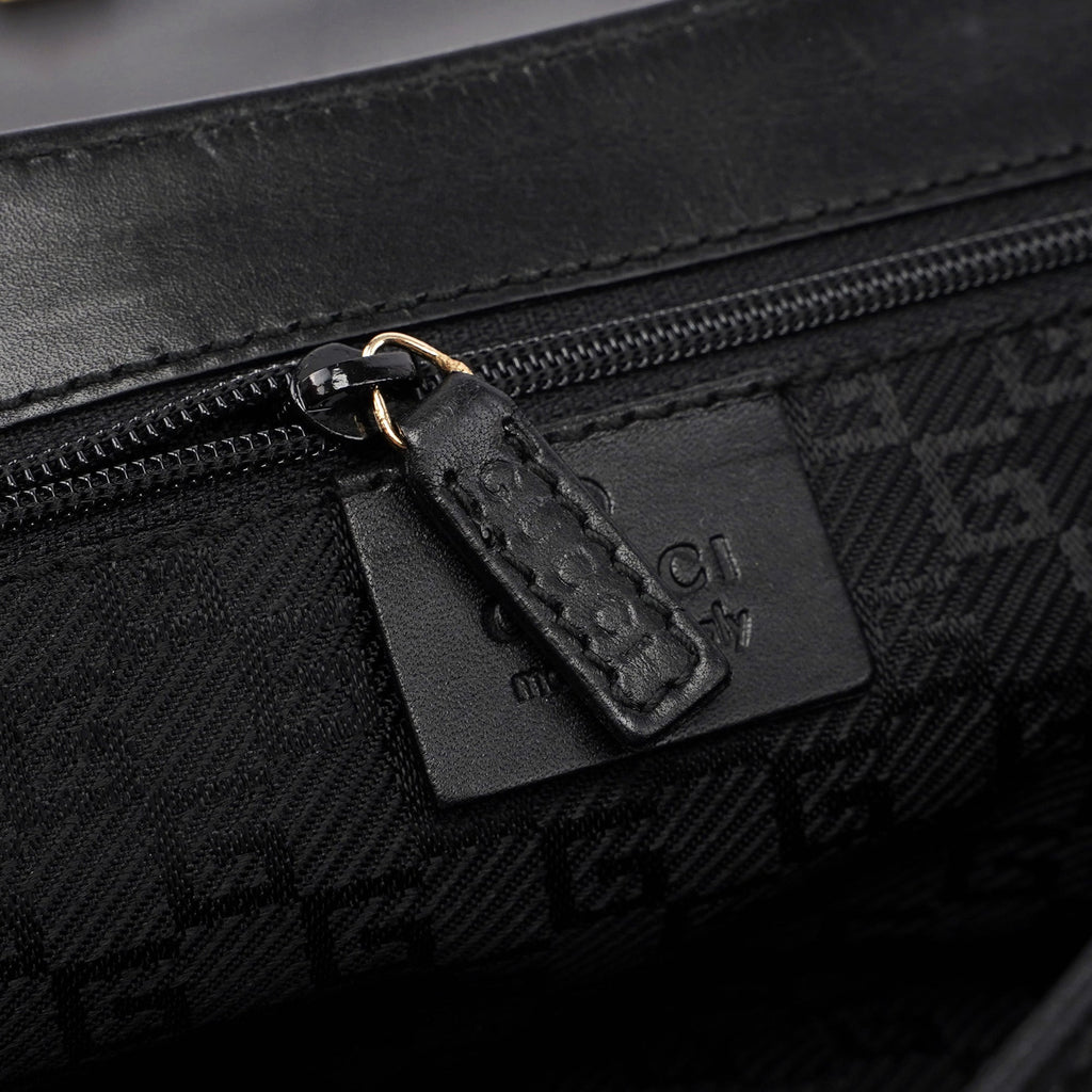 001 4047 Black Bamboo Suede Shoulder Bag