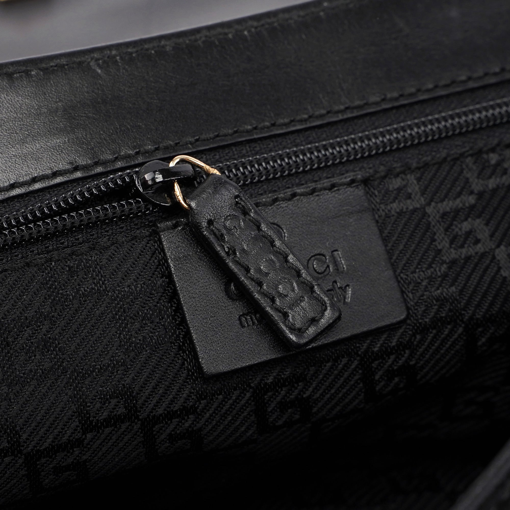 001 4047 Black Bamboo Suede Shoulder Bag