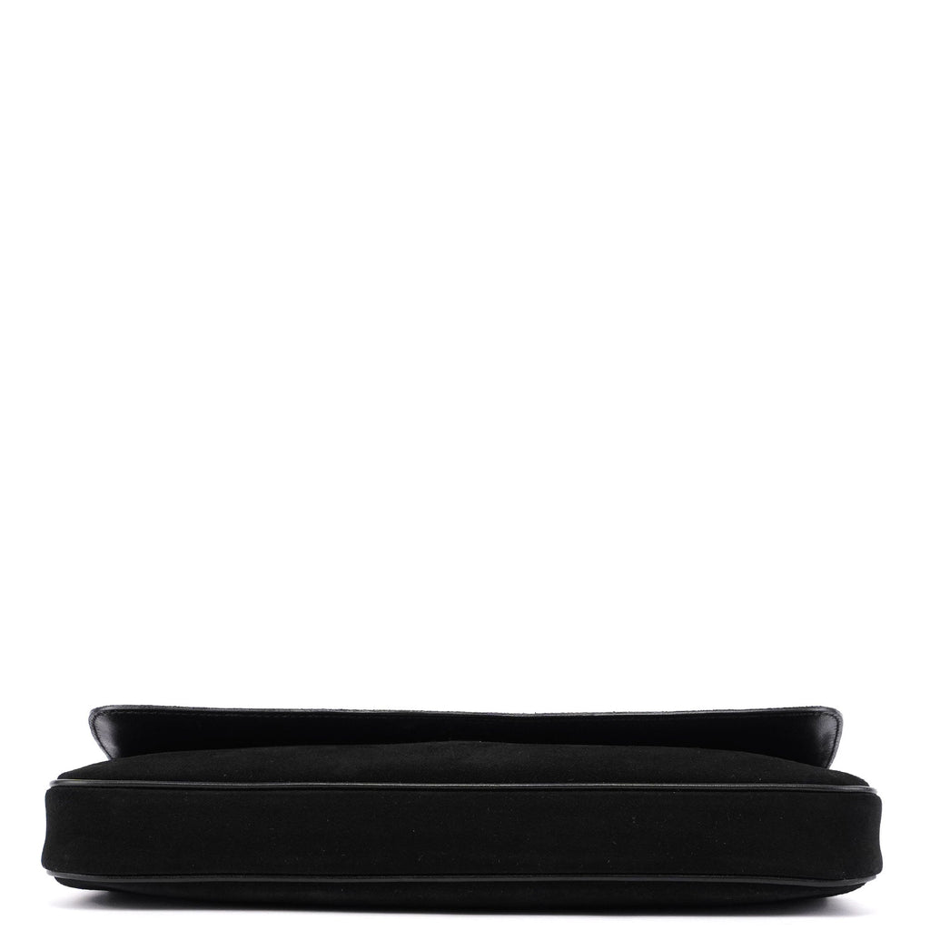 001 4047 Black Suede Bamboo Shoulder Bag