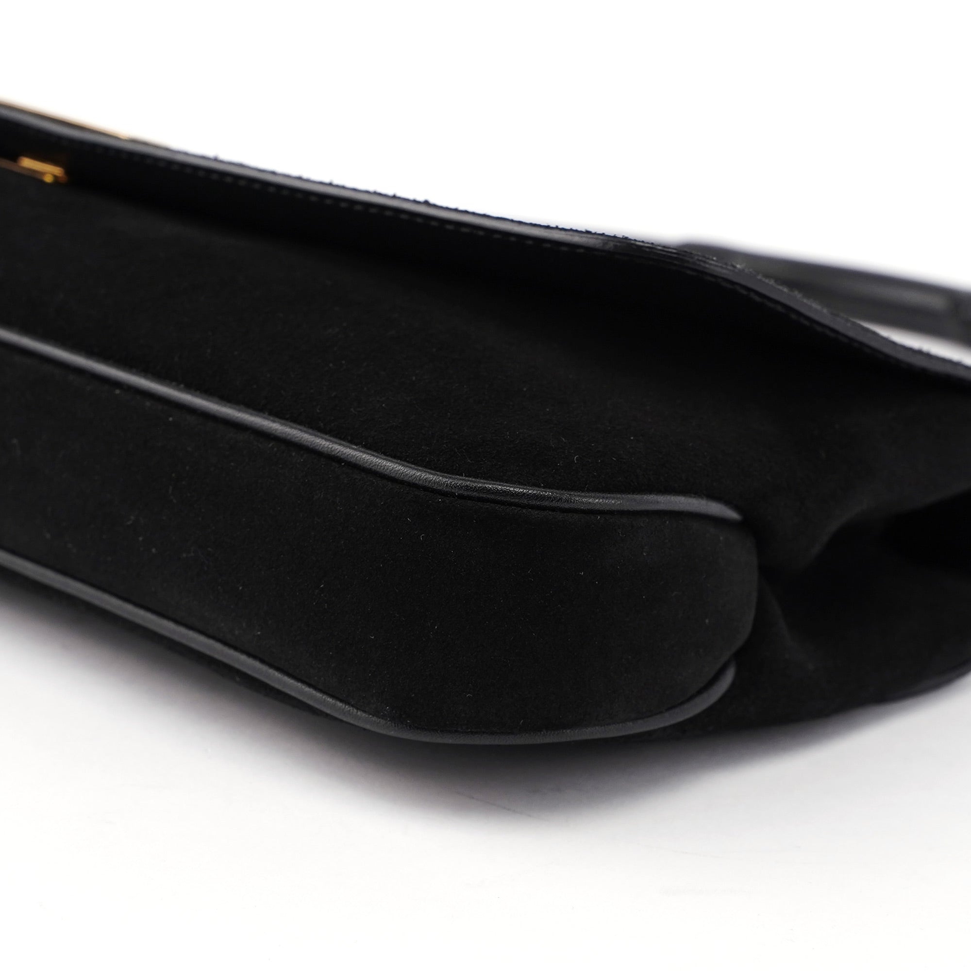 001 4047 Black Suede Bamboo Shoulder Bag