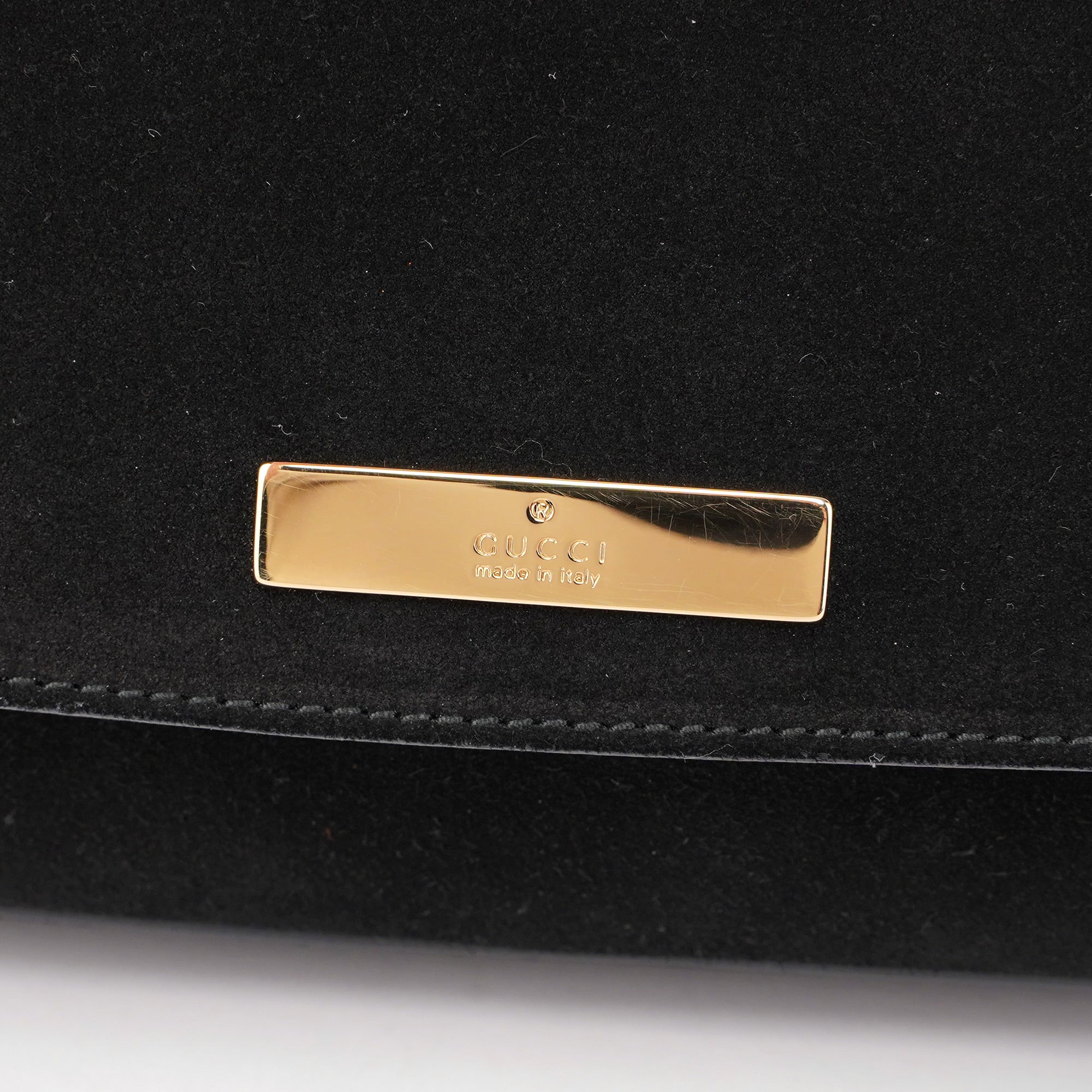 001 4047 Black Suede Bamboo Shoulder Bag