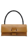 001 4055 Beige Calfskin Bamboo Shoulder Bag