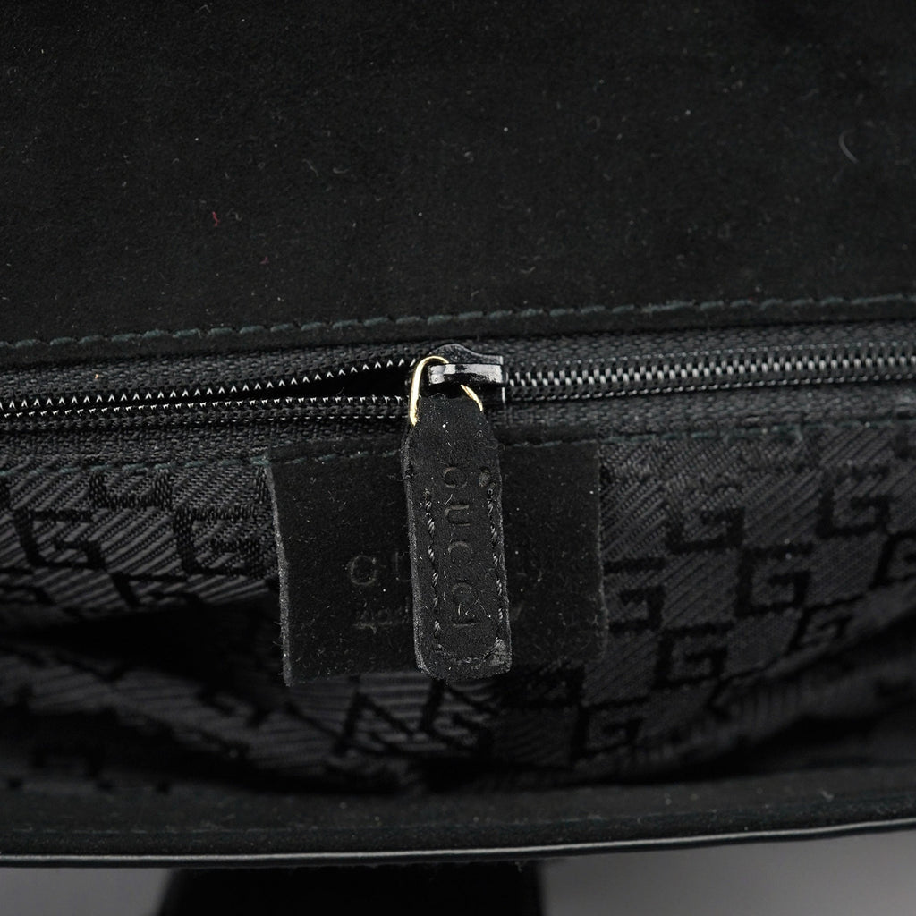001 4055 Black Leather Bamboo Shoulder Bag