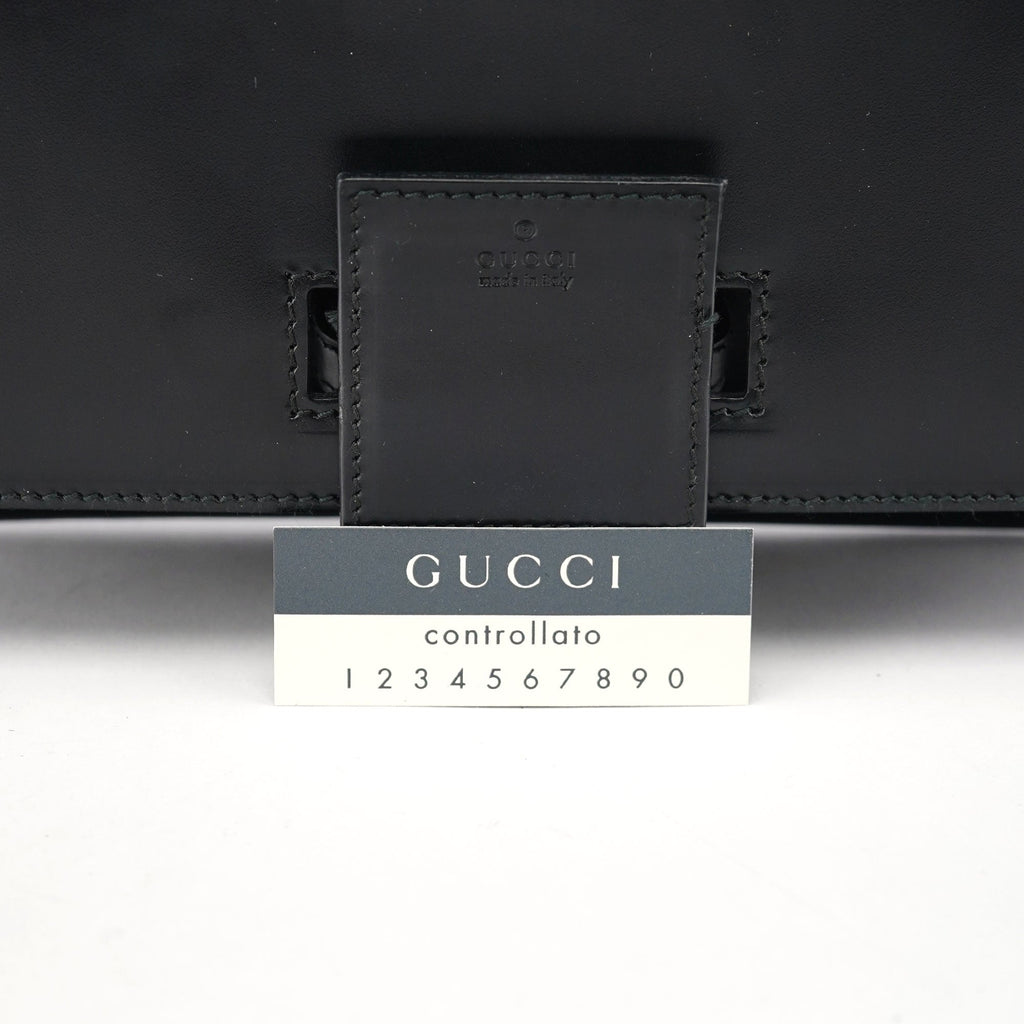 001 4055 Black Leather Bamboo Shoulder Bag