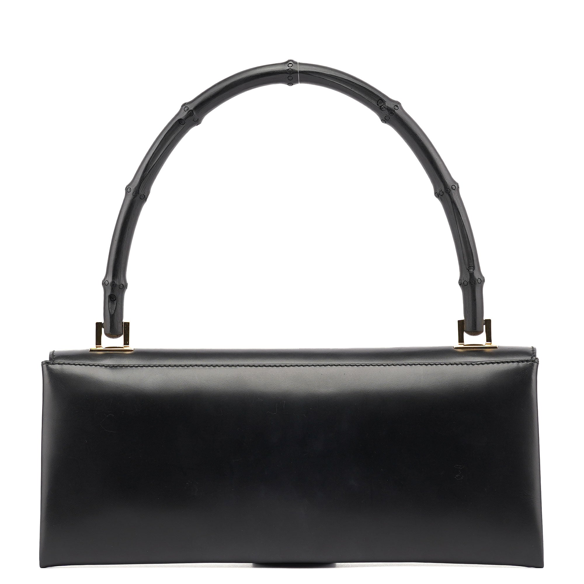 001 4055 Black Leather Bamboo Shoulder Bag