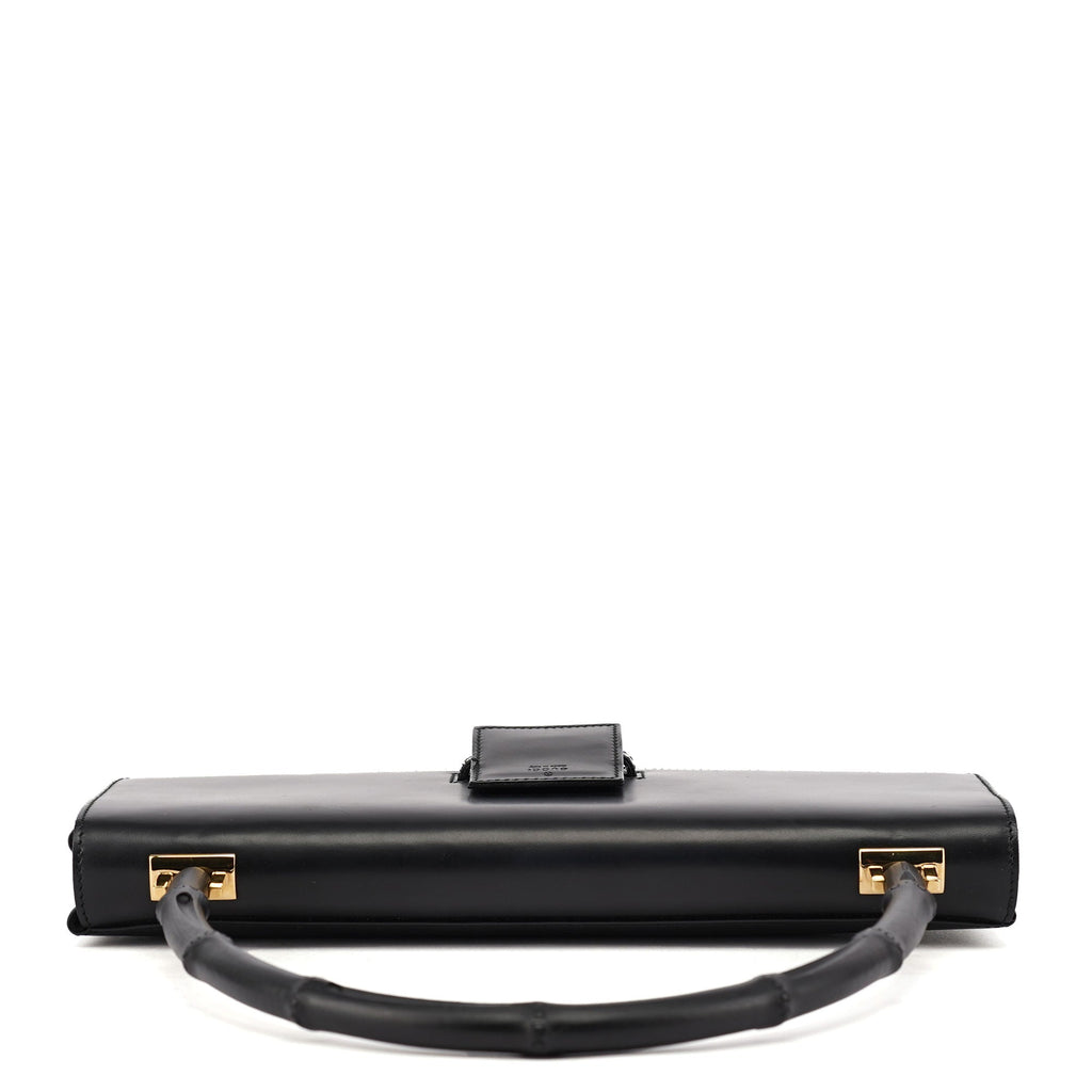 001 4055 Black Leather Bamboo Shoulder Bag
