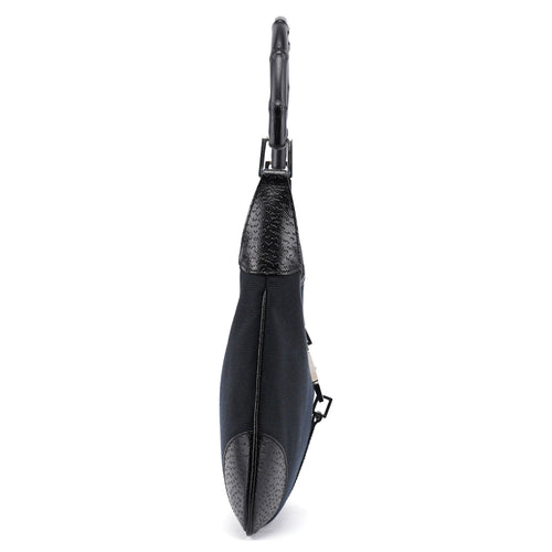 001 4060 Black Jackie Bamboo Shoulder Bag