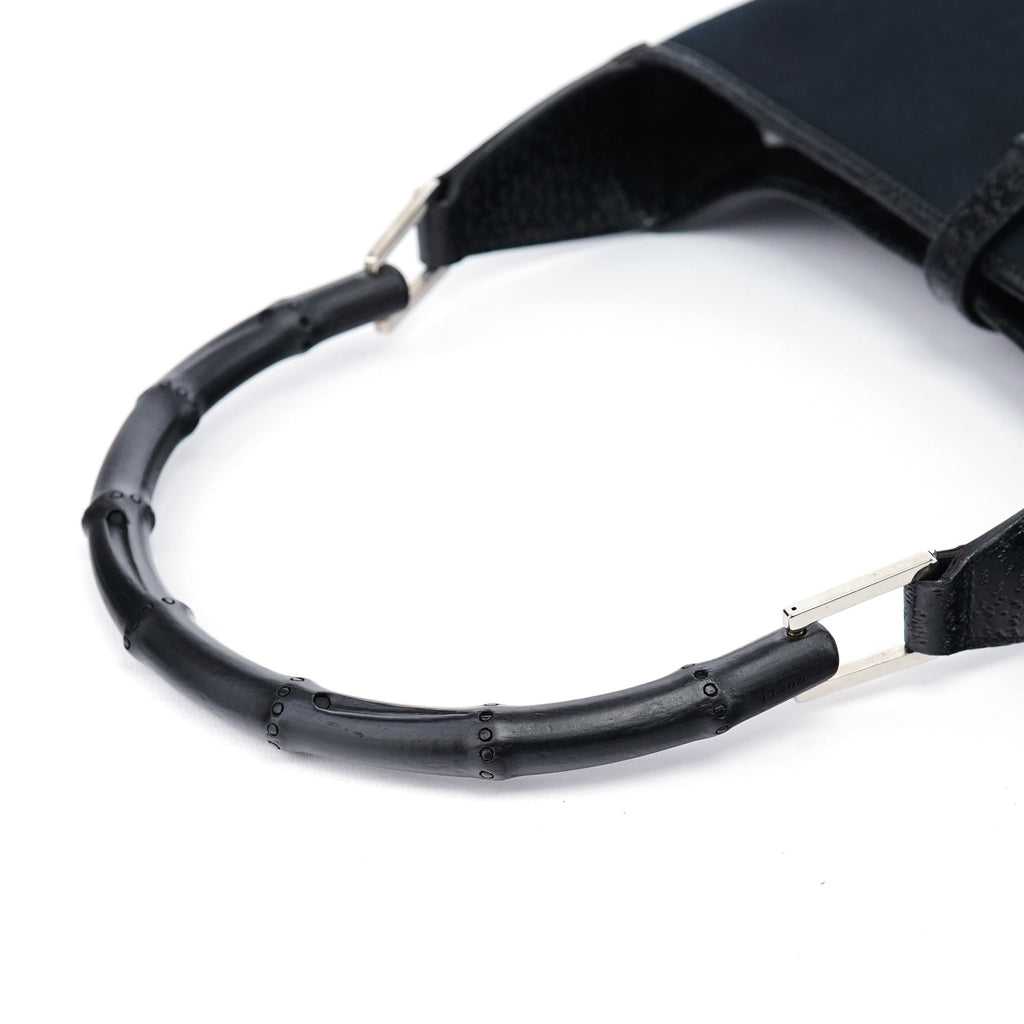 001 4060 Black Jackie Bamboo Shoulder Bag