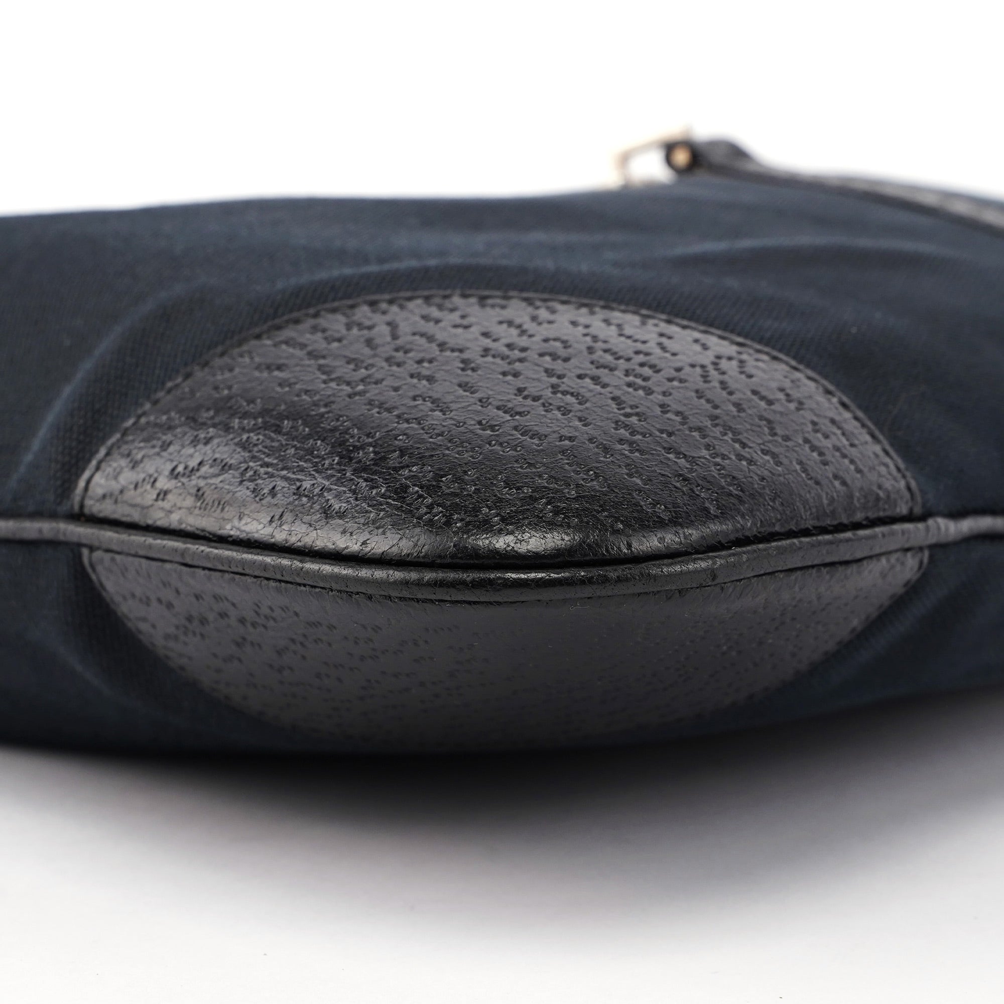 001 4061 Black Canvas Jackie Bamboo Shoulder Bag