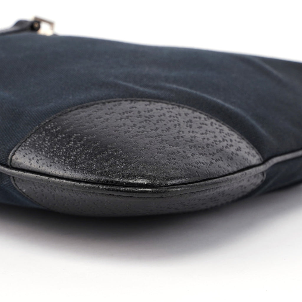 001 4061 Black Canvas Jackie Bamboo Shoulder Bag