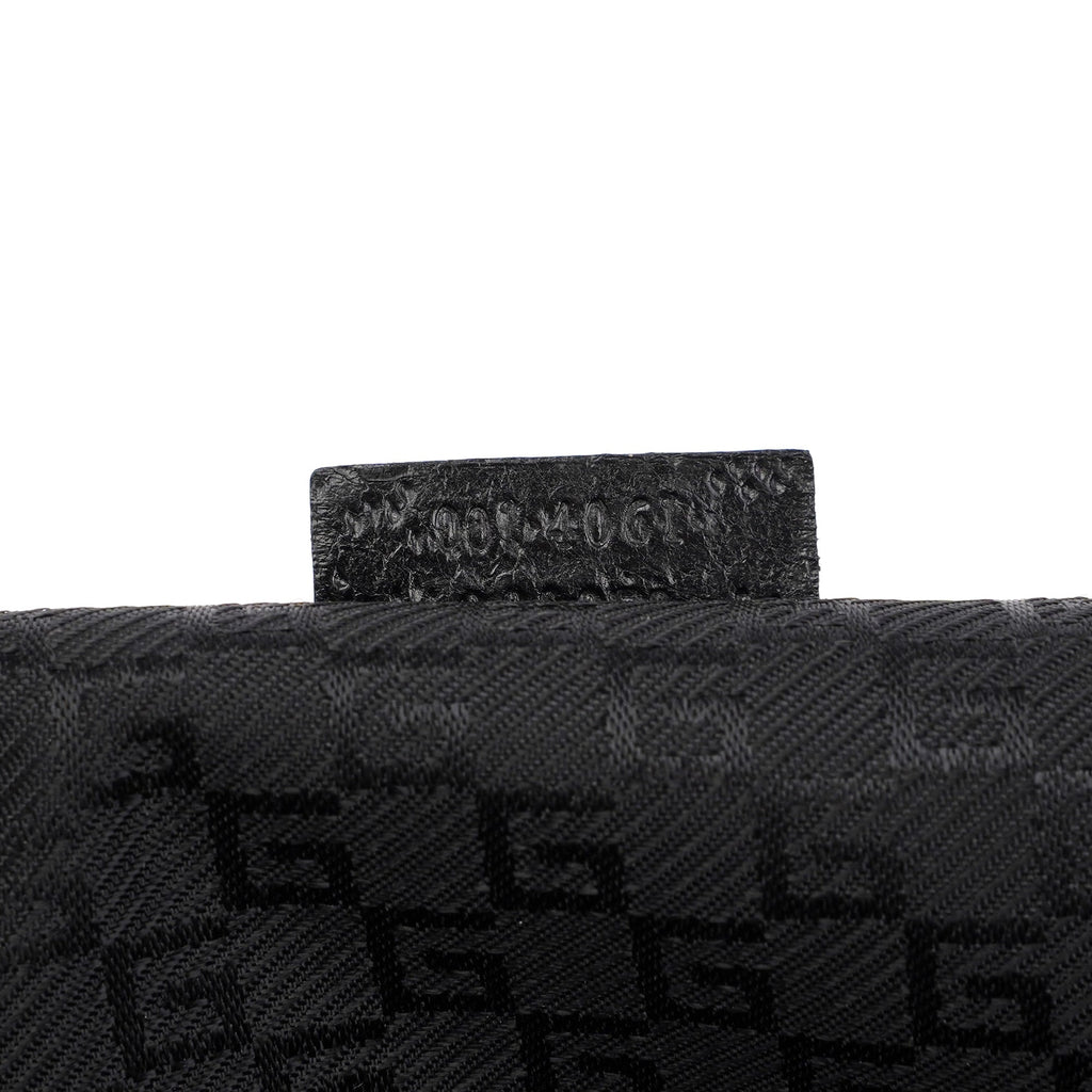 001 4061 Black Canvas Jackie Bamboo Shoulder Bag