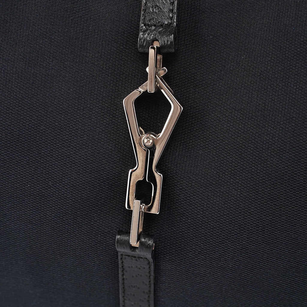 001 4061 Black Canvas Jackie Bamboo Shoulder Bag
