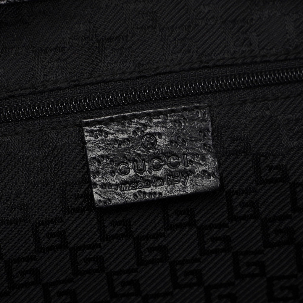 001 4061 Black Canvas Jackie Bamboo Shoulder Bag