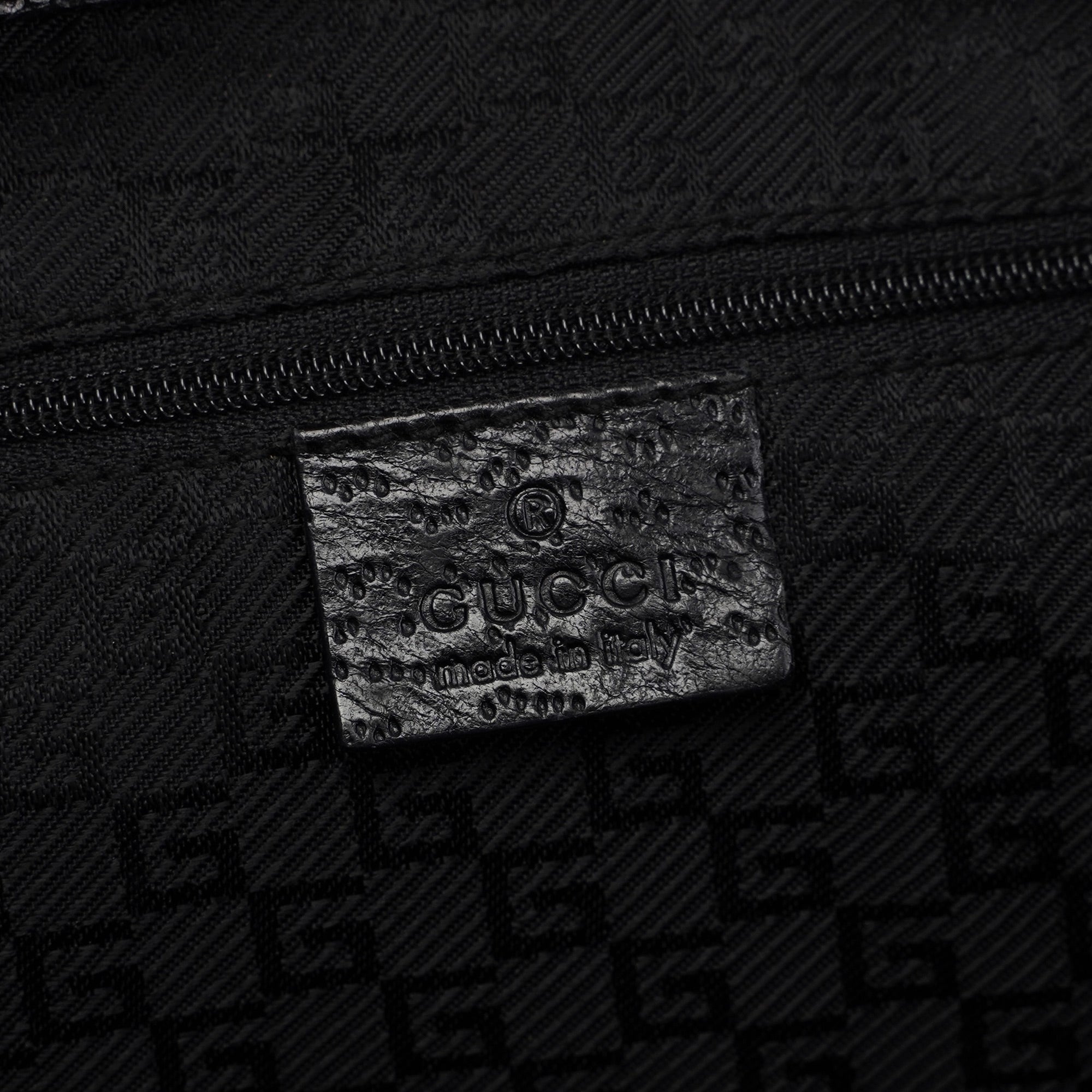 001 4061 Black Canvas Jackie Bamboo Shoulder Bag