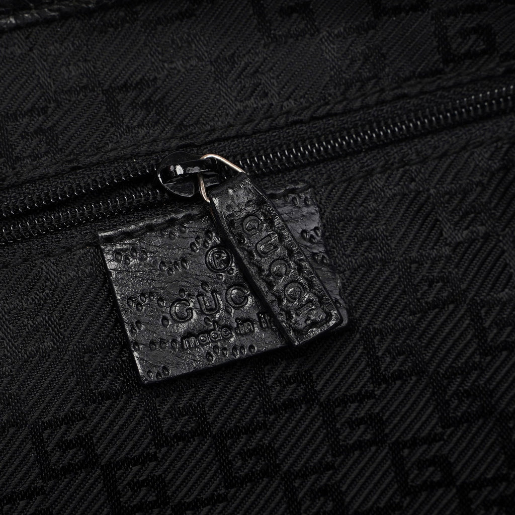001 4061 Black Canvas Jackie Bamboo Shoulder Bag