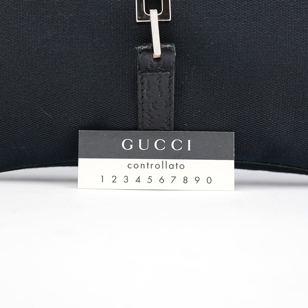 001 4096 Black Canvas Jackie Bamboo Shoulder Bag