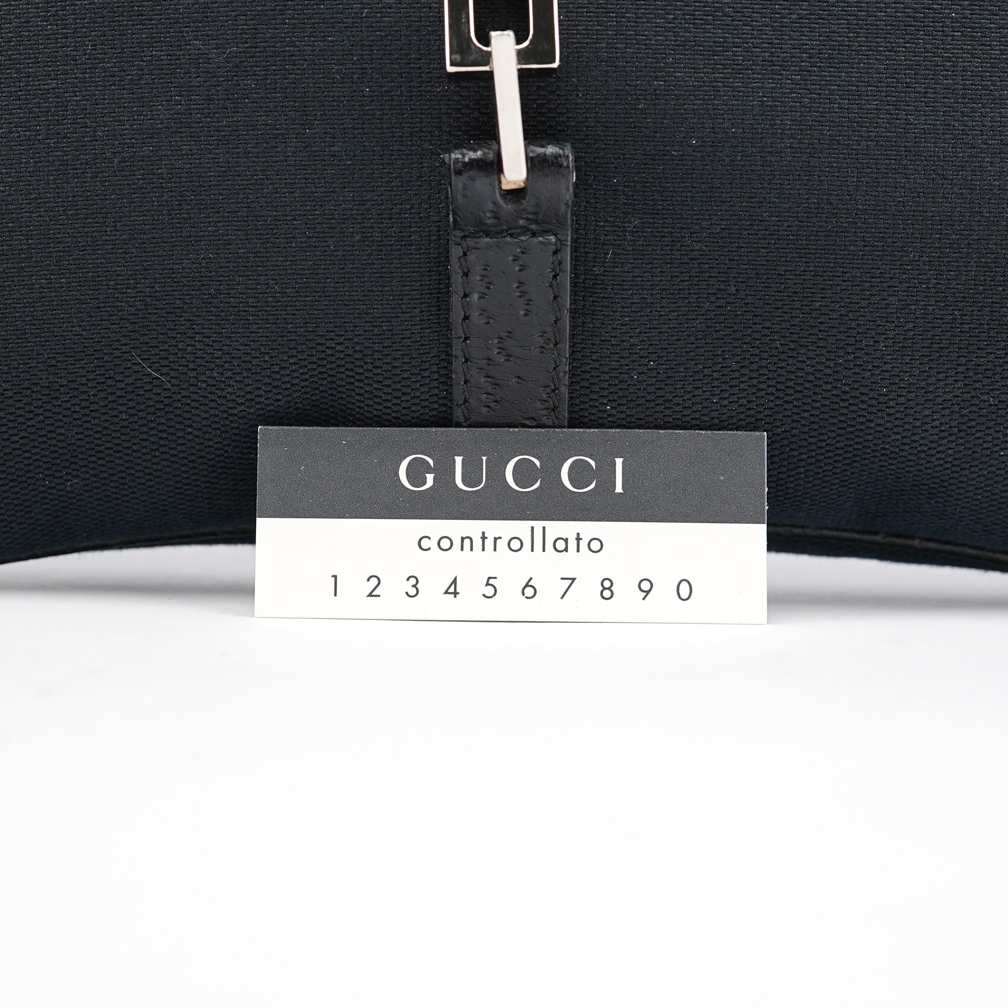 001 4096 Black Canvas Jackie Bamboo Shoulder Bag