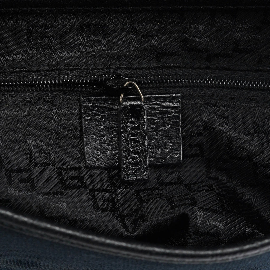001 4096 Black Canvas Jackie Bamboo Shoulder Bag