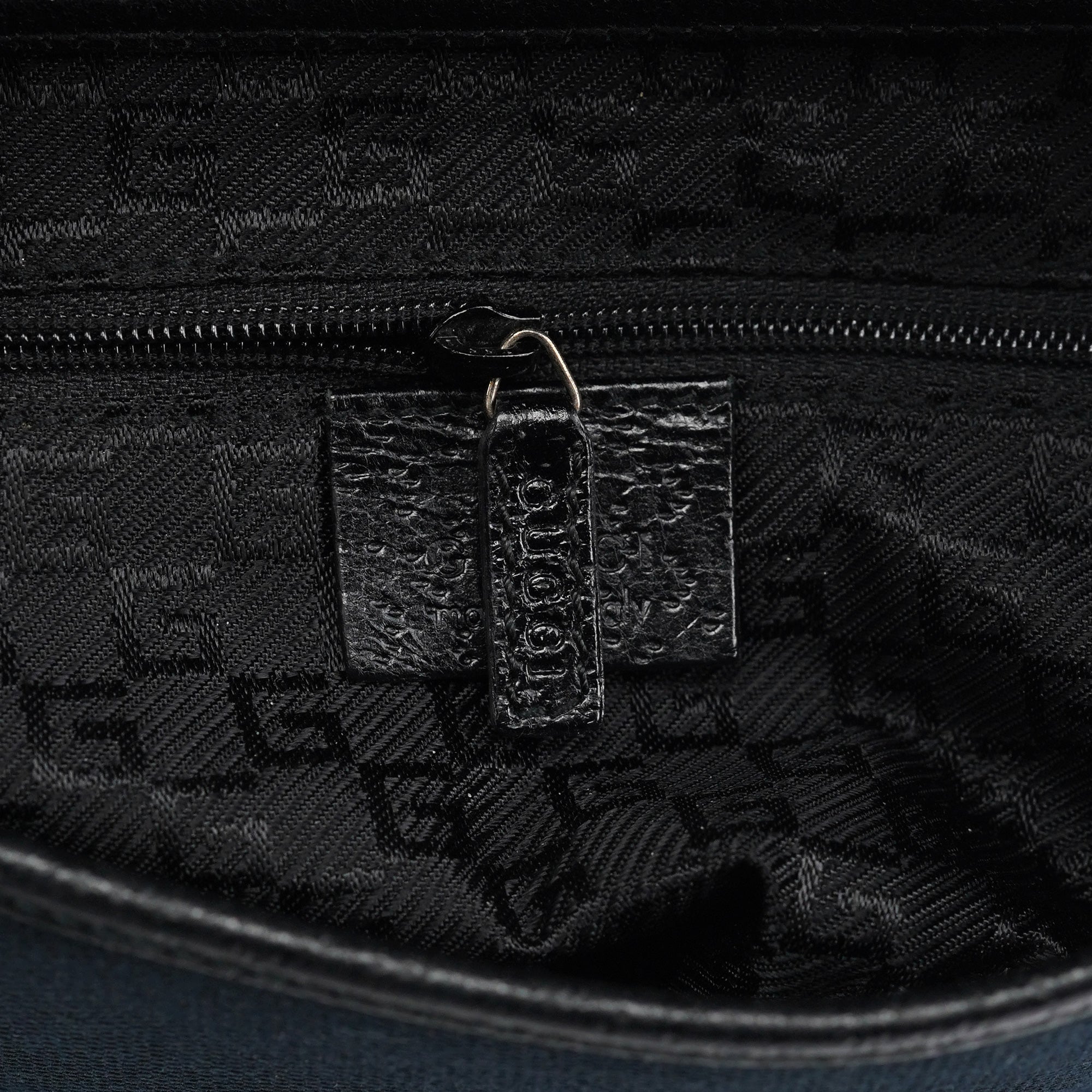 001 4096 Black Canvas Jackie Bamboo Shoulder Bag