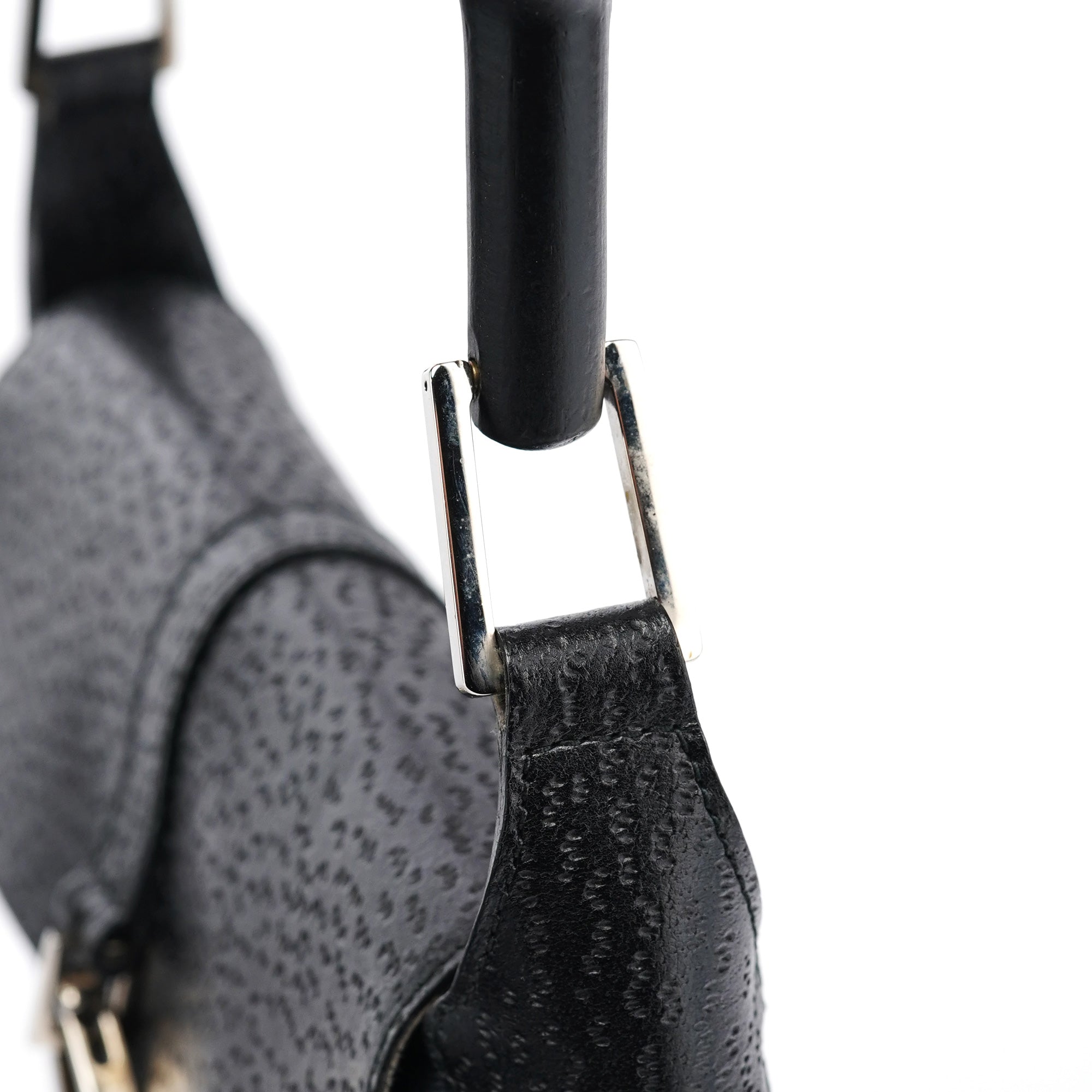 001 4096 Black Canvas Jackie Bamboo Shoulder Bag