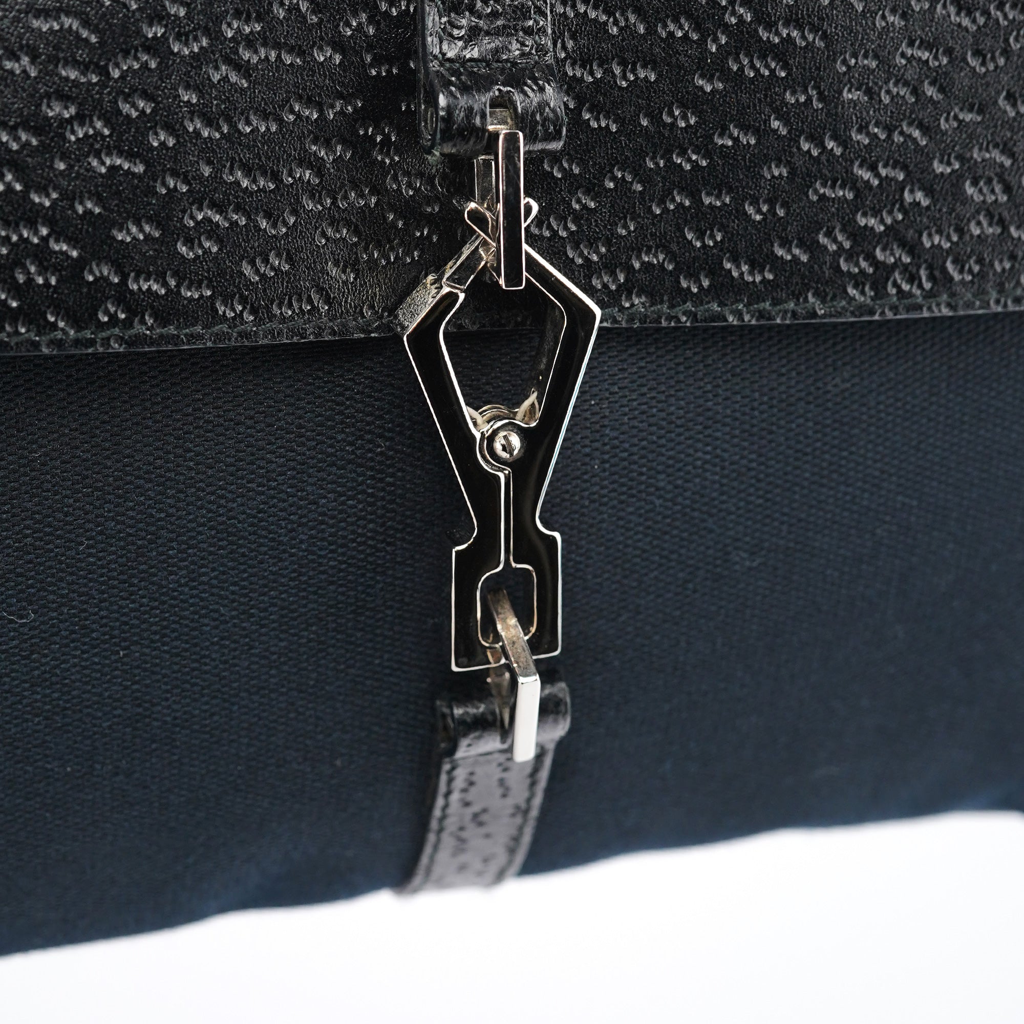 001 4096 Black Canvas Jackie Bamboo Shoulder Bag