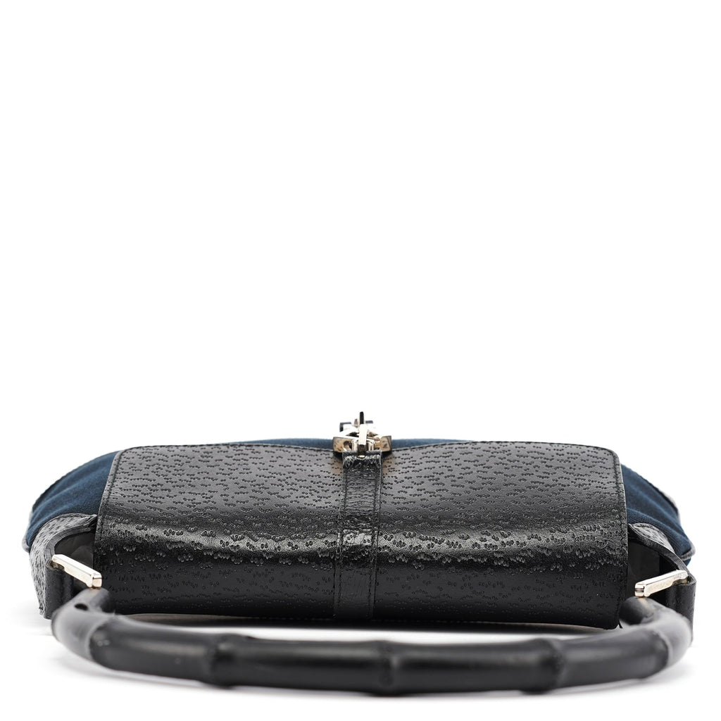 001 4096 Black Canvas Jackie Bamboo Shoulder Bag