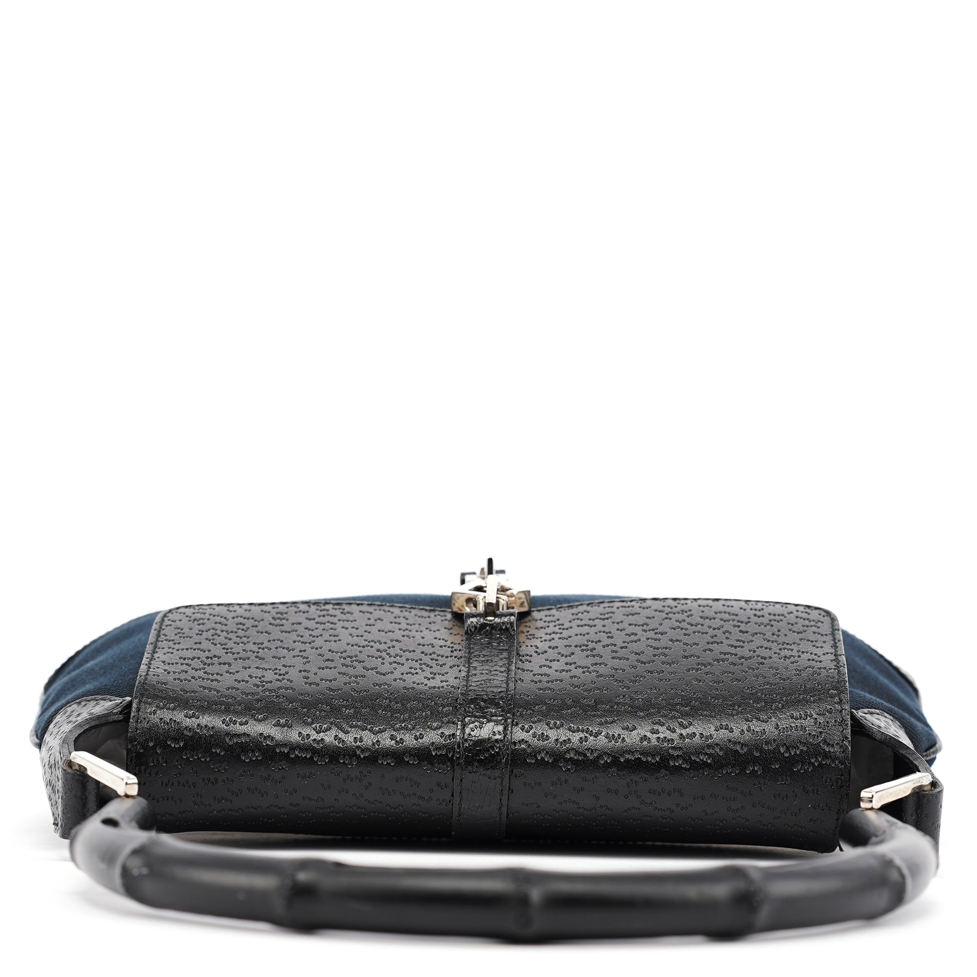 001 4096 Black Canvas Jackie Bamboo Shoulder Bag
