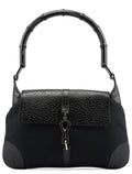 001 4096 Black Canvas Jackie Bamboo Shoulder Bag