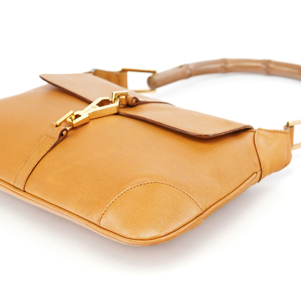 001 4096 Tan Leather Jackie Bamboo Bag