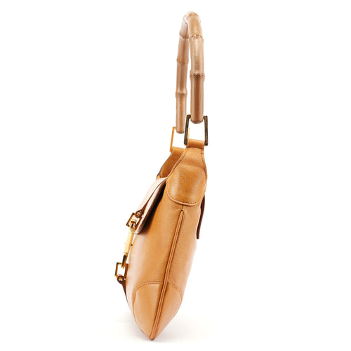 001 4096 Tan Leather Jackie Bamboo Bag