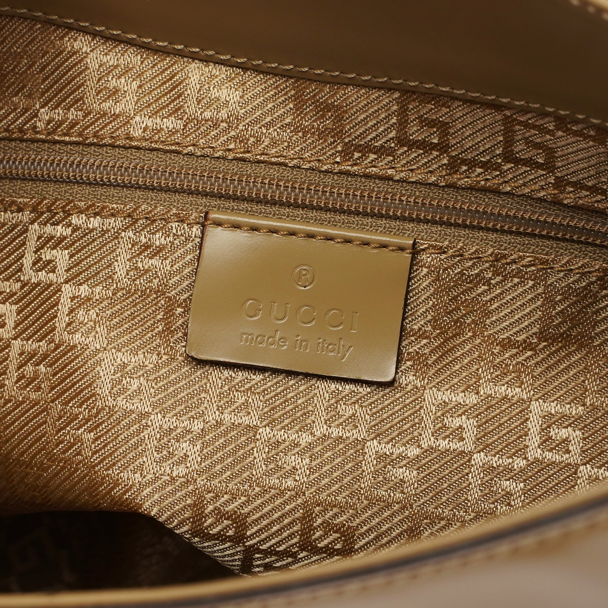001 4148 Beige Patent Leather Jackie Bag