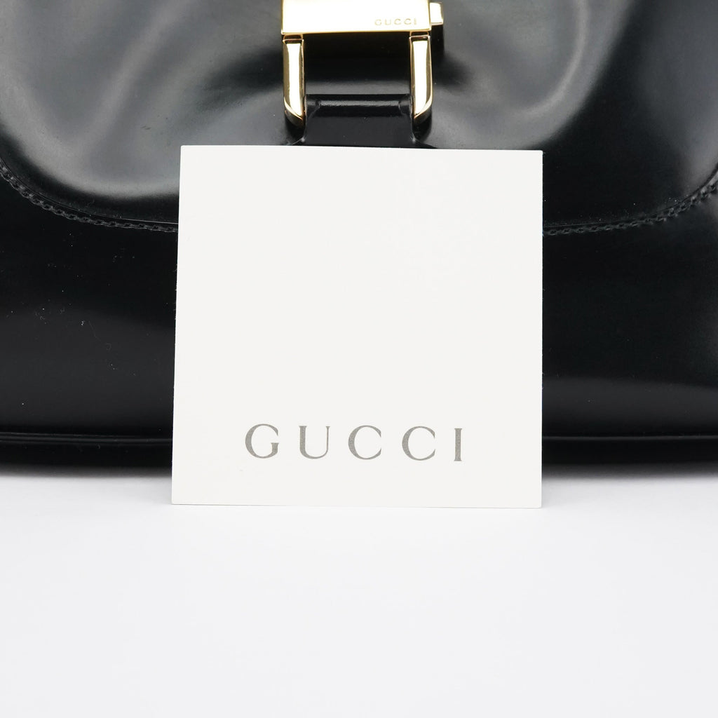 001 4150 Black Patent Leather Jackie Shoulder Bag