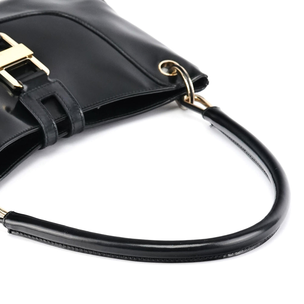 001 4150 Black Patent Leather Jackie Shoulder Bag
