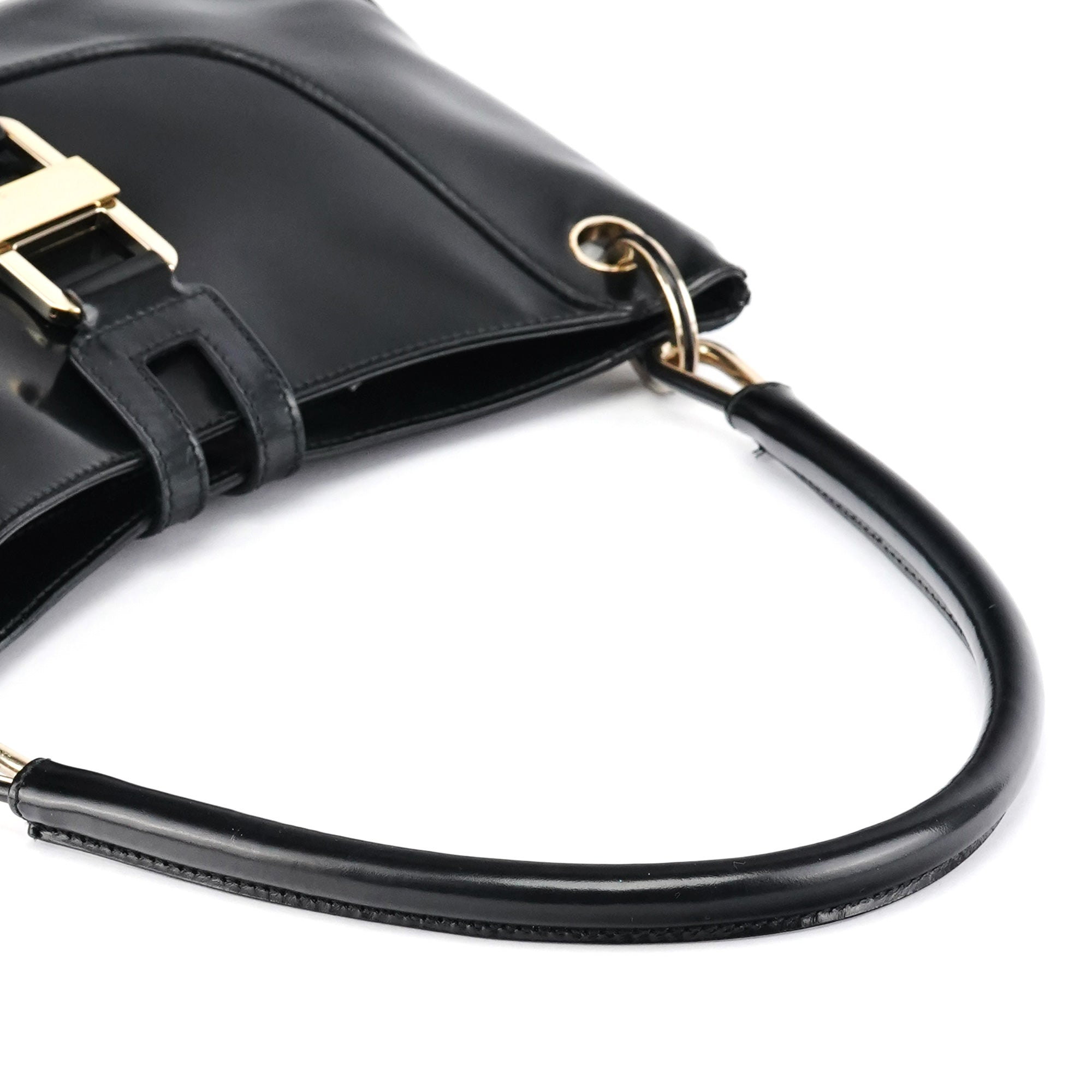 001 4150 Black Patent Leather Jackie Shoulder Bag