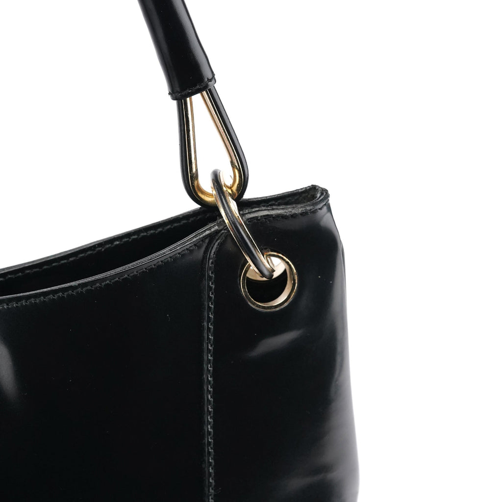 001 4150 Black Patent Leather Jackie Shoulder Bag