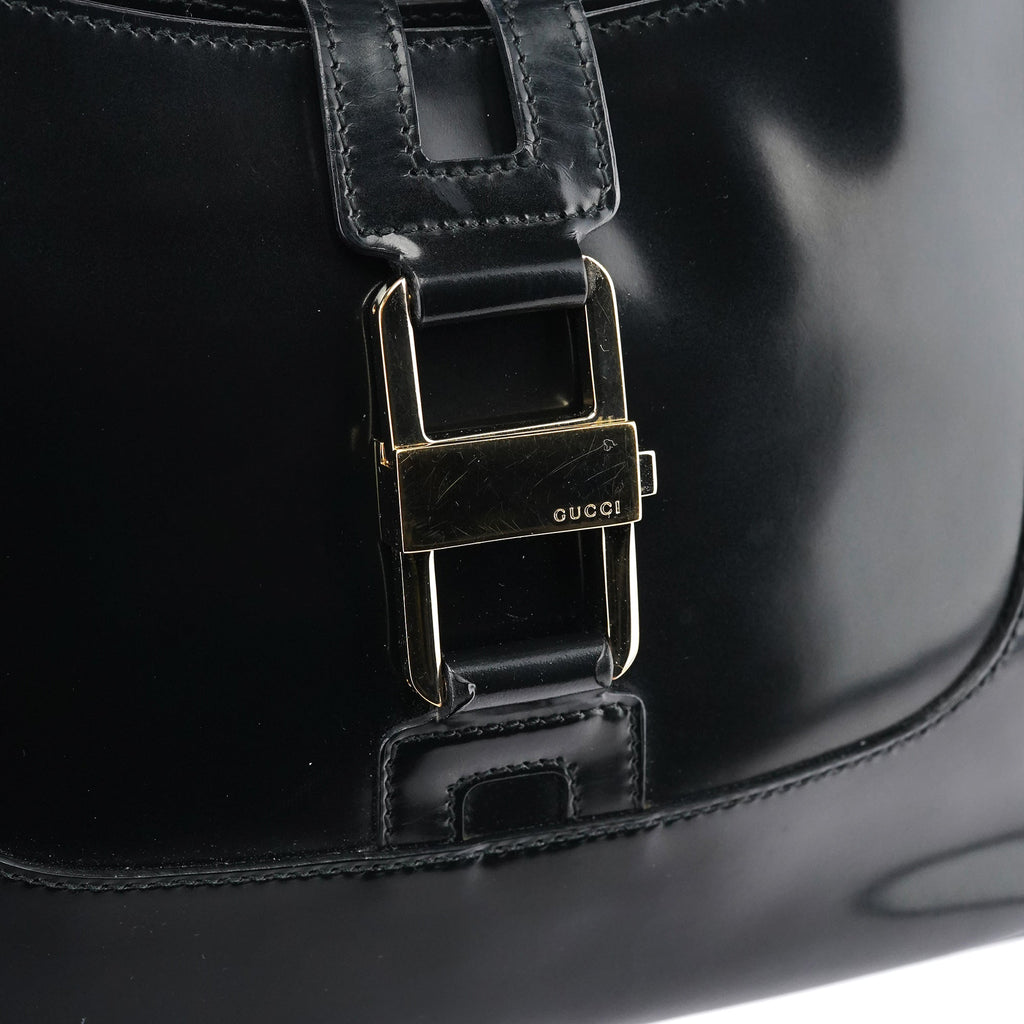 001 4150 Black Patent Leather Jackie Shoulder Bag