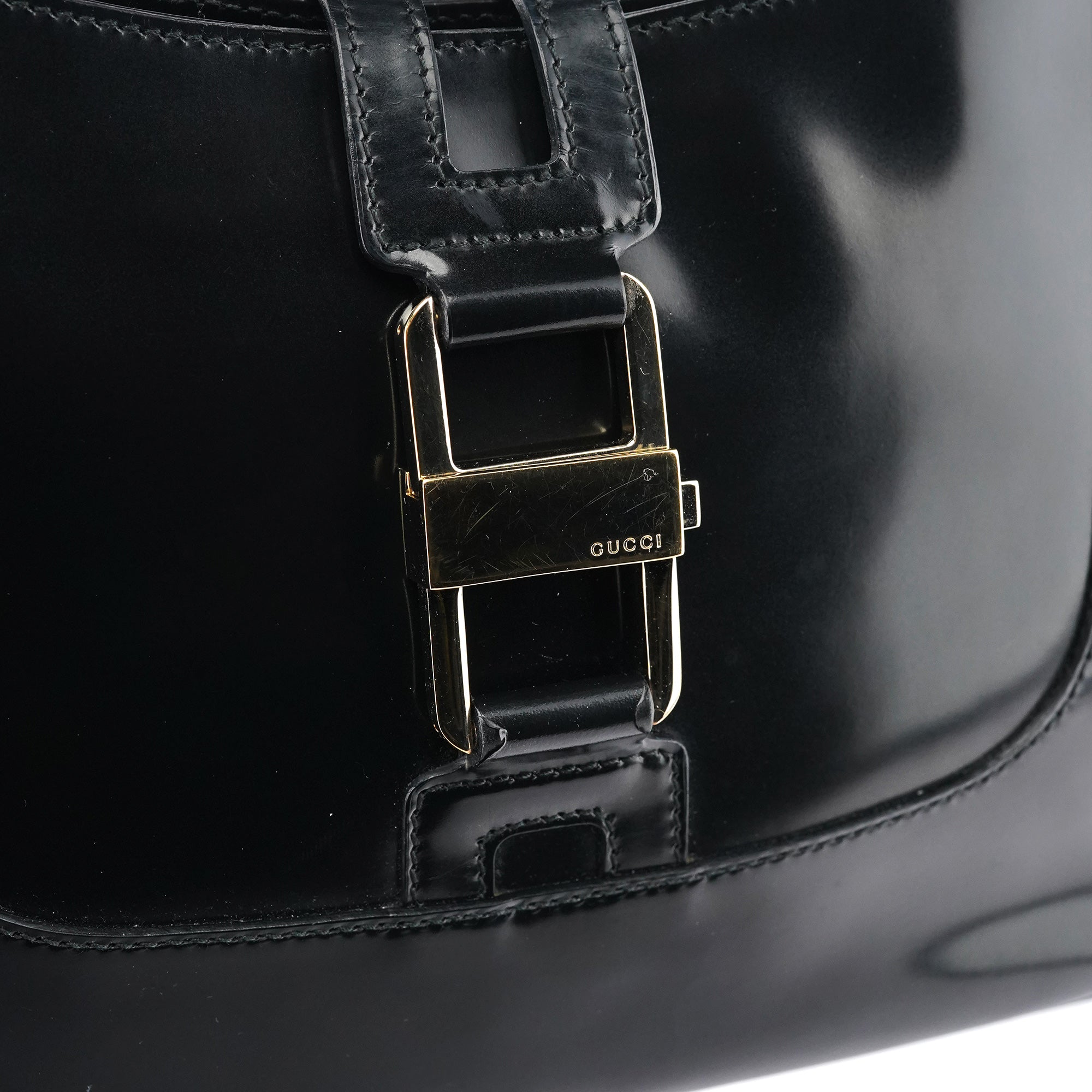 001 4150 Black Patent Leather Jackie Shoulder Bag