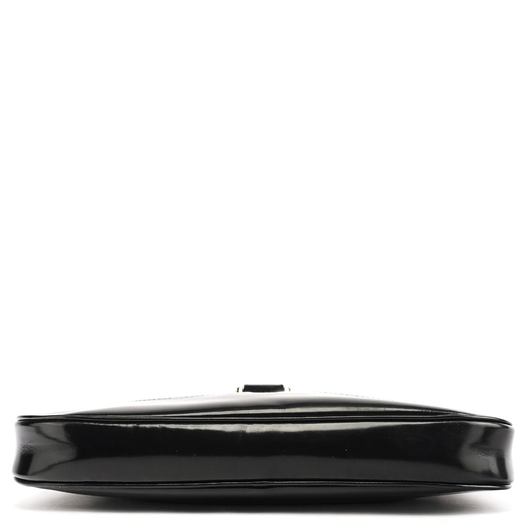 001 4150 Black Patent Leather Jackie Shoulder Bag
