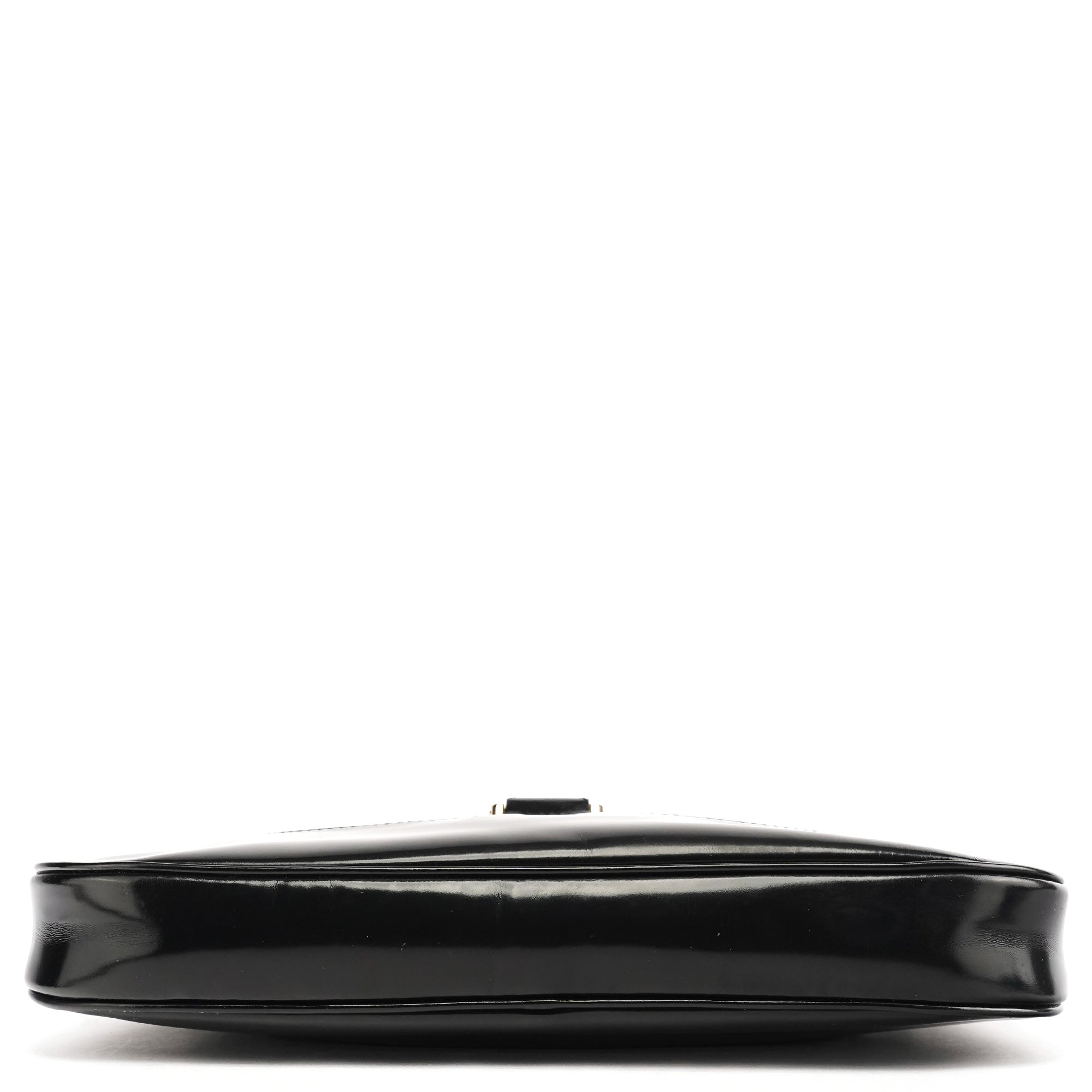 001 4150 Black Patent Leather Jackie Shoulder Bag