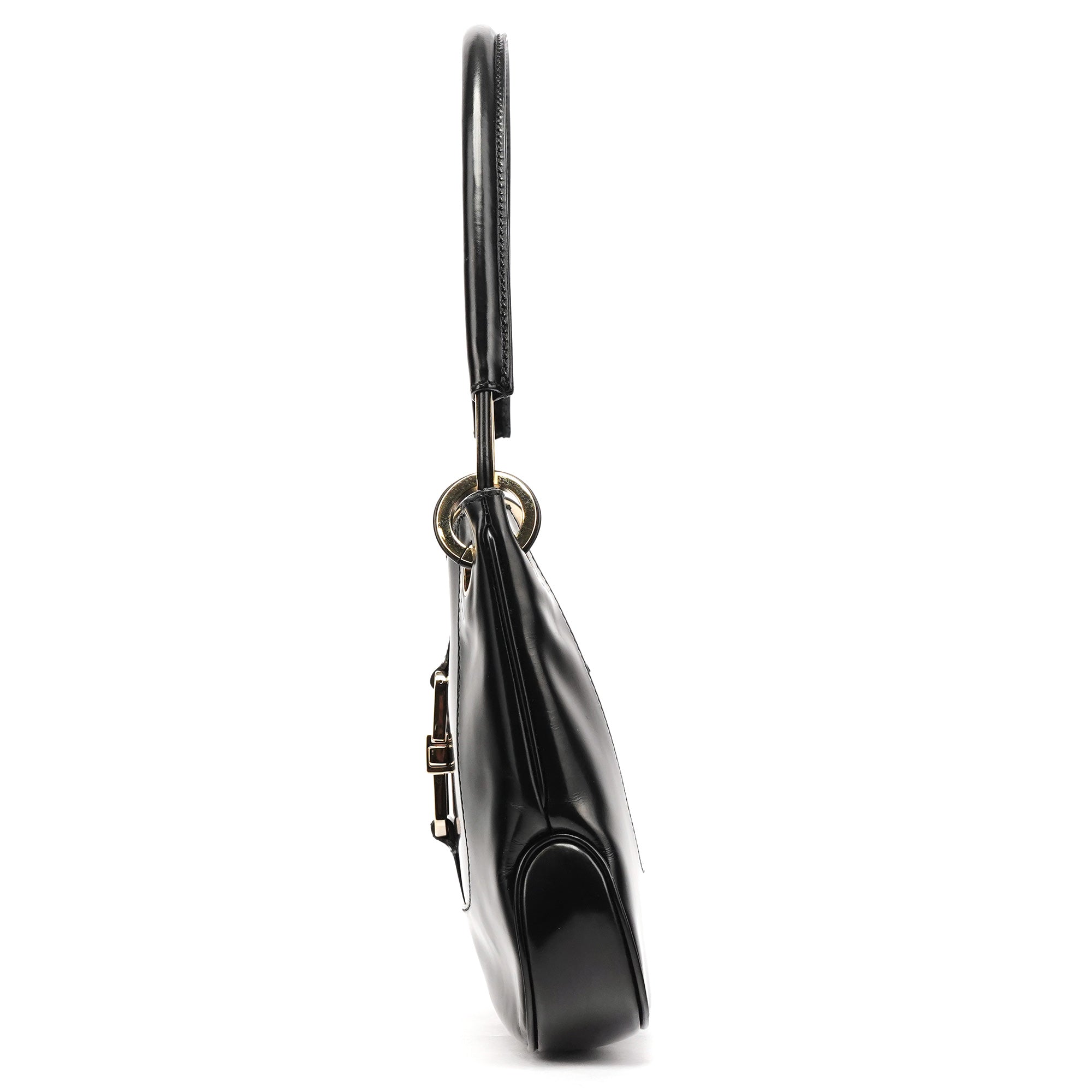 001 4150 Black Patent Leather Jackie Shoulder Bag