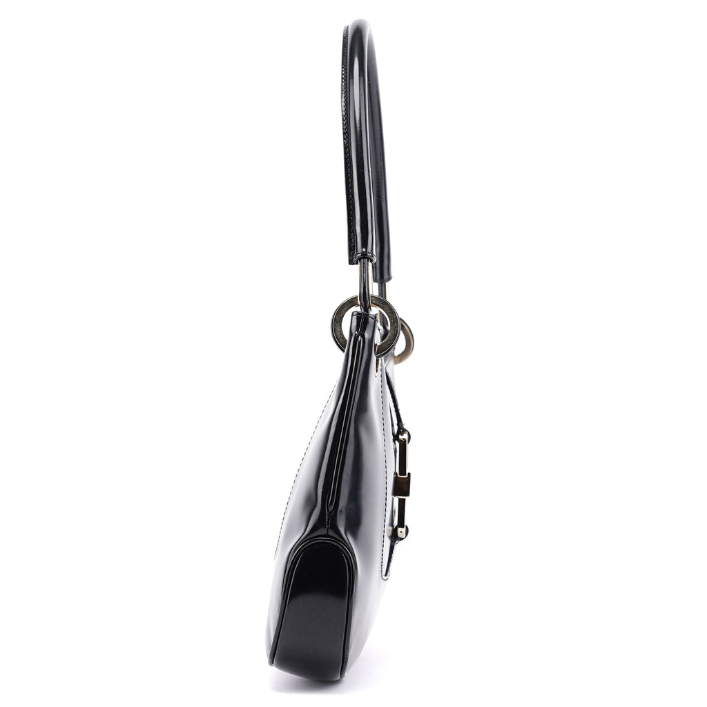 001 4150 Black Patent Leather Jackie Shoulder Bag