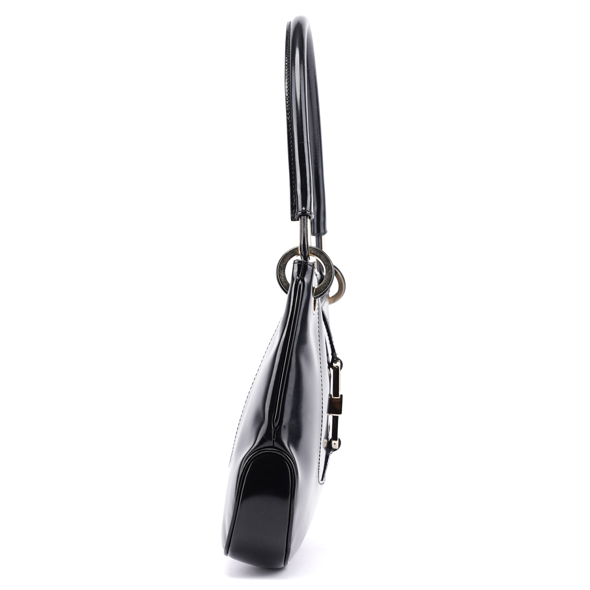 001 4150 Black Patent Leather Jackie Shoulder Bag