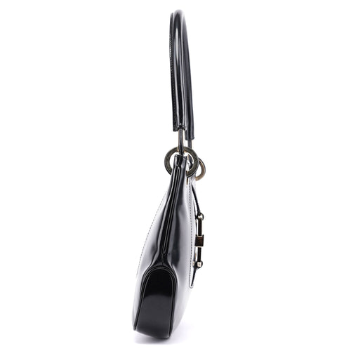 001 4150 Black Patent Leather Jackie Shoulder Bag