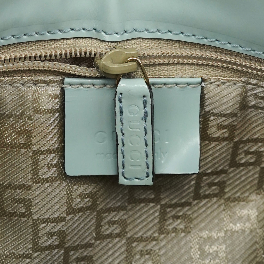 001 4150 Light Blue Patent Jackie Shoulder Bag