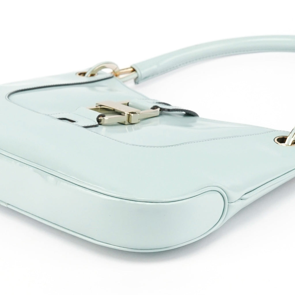 001 4150 Light Blue Patent Jackie Shoulder Bag