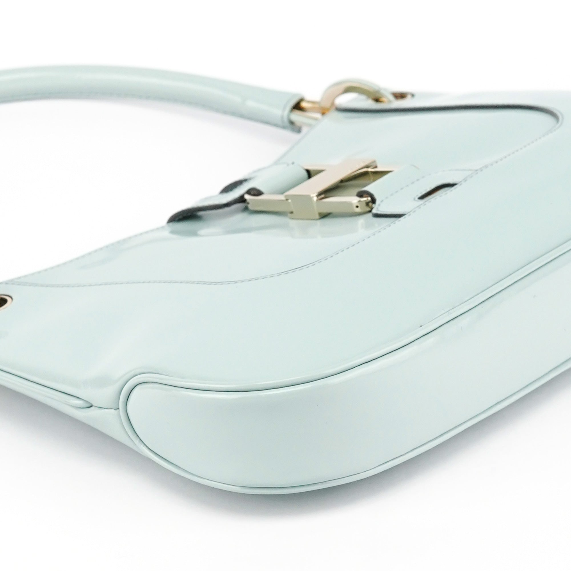 001 4150 Light Blue Patent Jackie Shoulder Bag