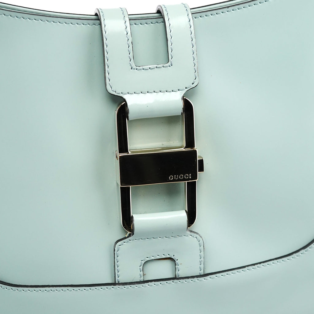 001 4150 Light Blue Patent Jackie Shoulder Bag