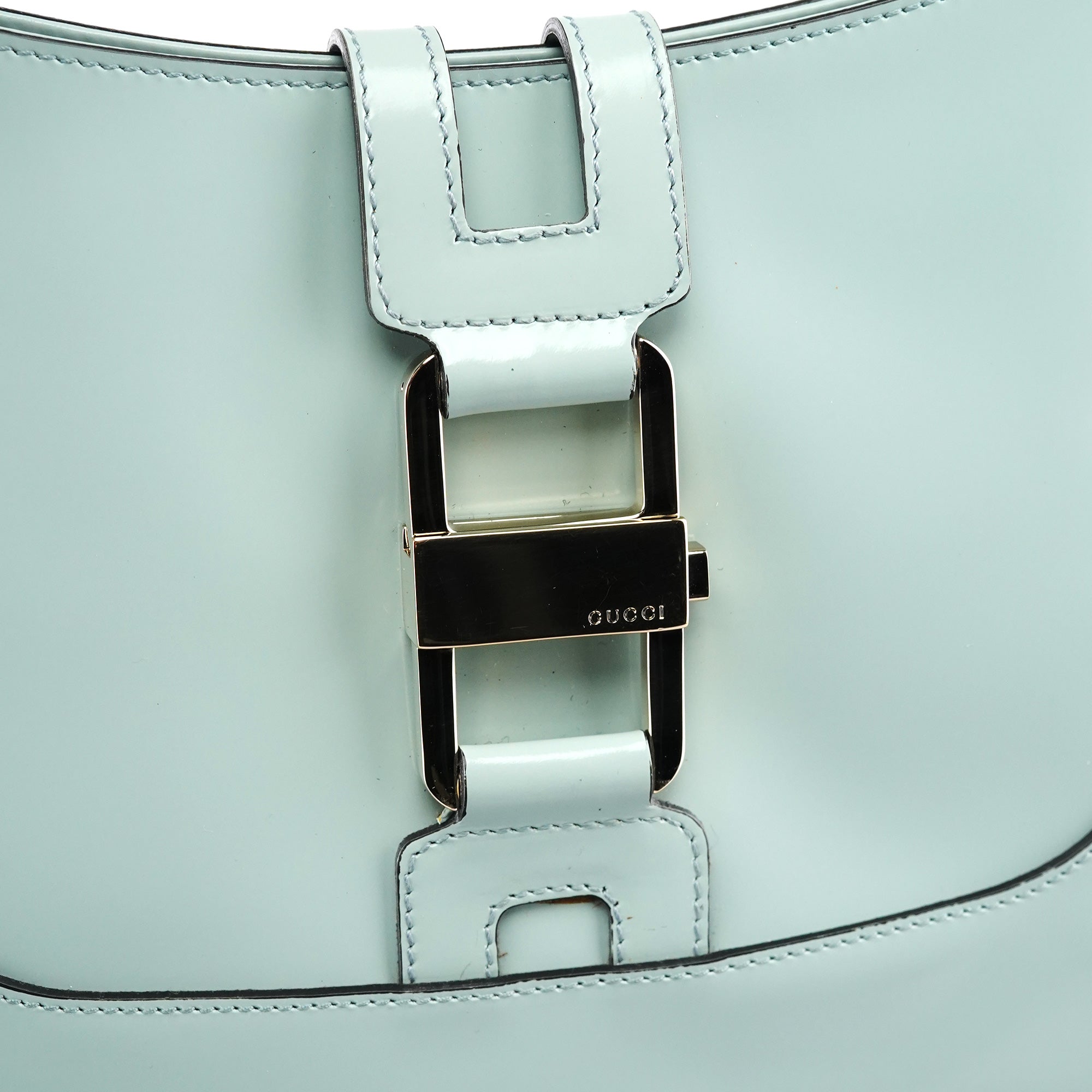 001 4150 Light Blue Patent Jackie Shoulder Bag