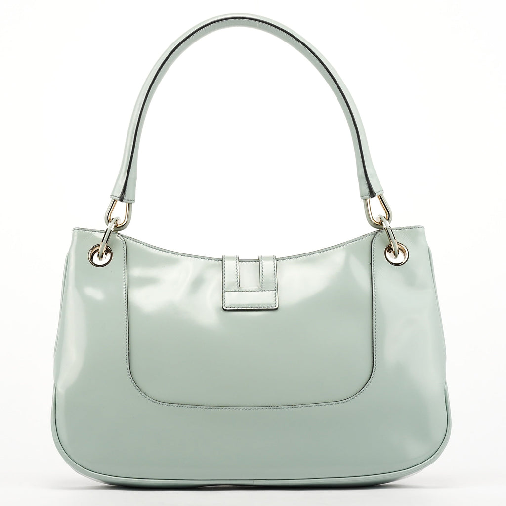 001 4150 Light Blue Patent Jackie Shoulder Bag